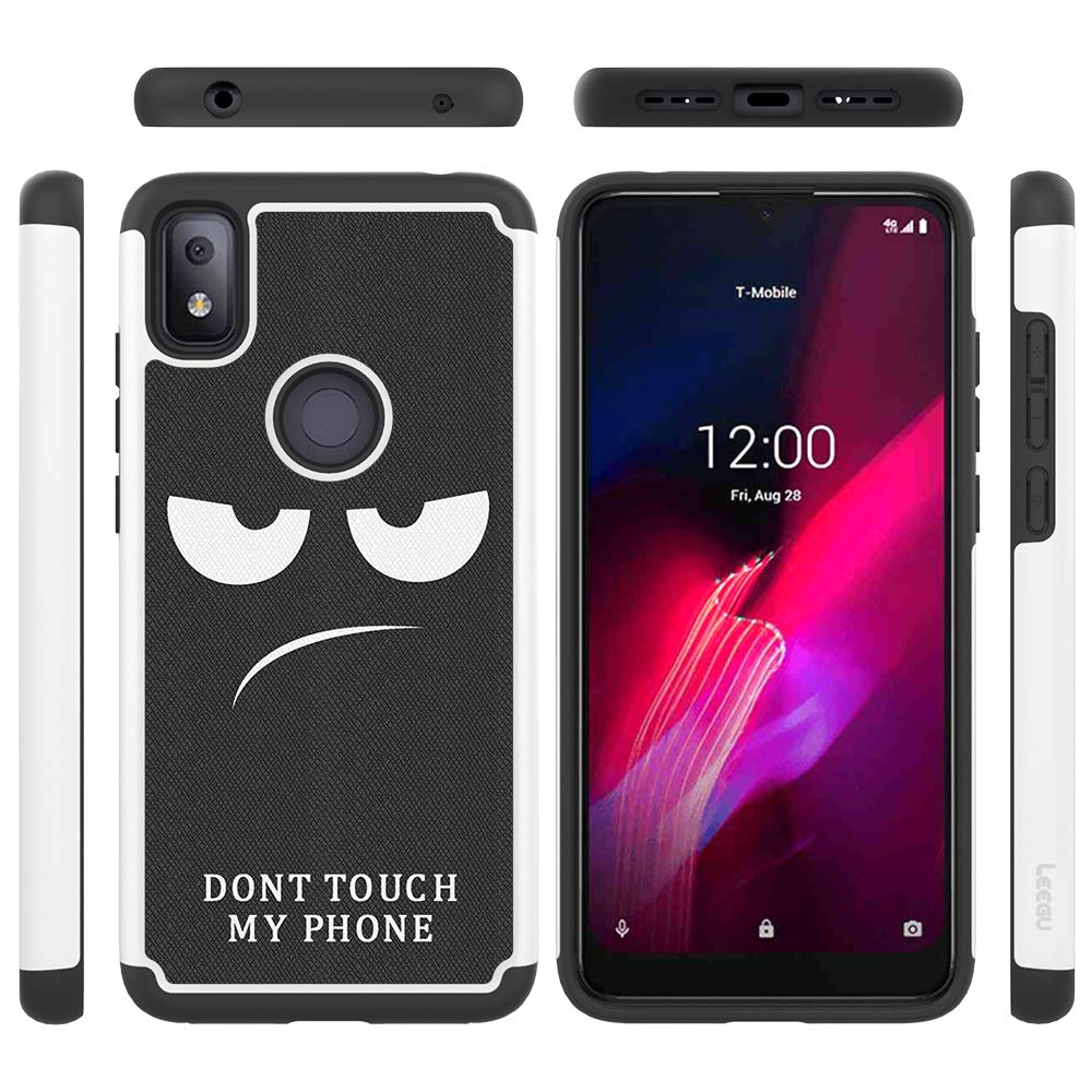 LEEGU for T-Mobile Revvl 4 Case 6.22 inch, Shock Absorption Dual Layer Heavy Duty Protective Silicone Plastic Cover Rugged Phone Cases for TMobile Revvl 4 - Don't Touch My Phone