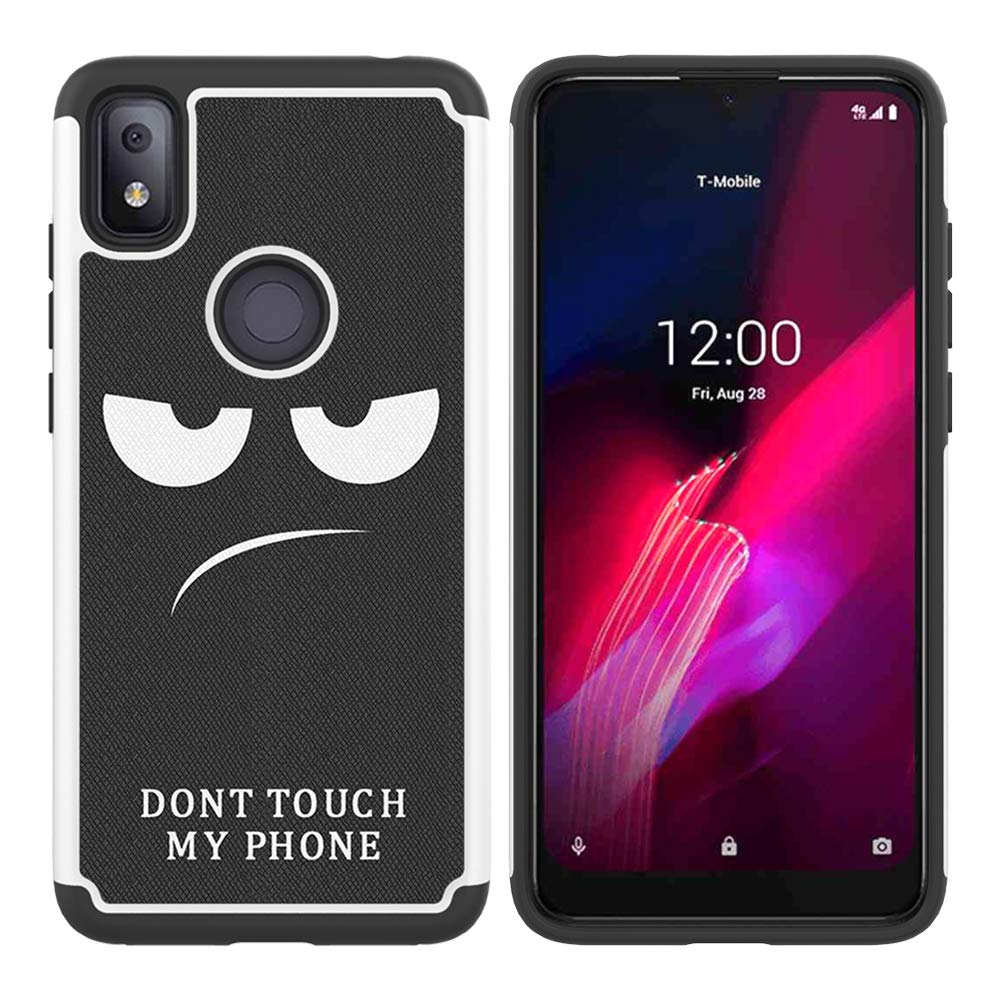 LEEGU for T-Mobile Revvl 4 Case 6.22 inch, Shock Absorption Dual Layer Heavy Duty Protective Silicone Plastic Cover Rugged Phone Cases for TMobile Revvl 4 - Don't Touch My Phone