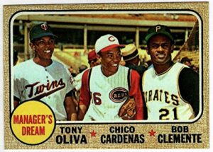 roberto clemente hof tony oliva chico cardenas 1968 topps #480 reprint - baseball card