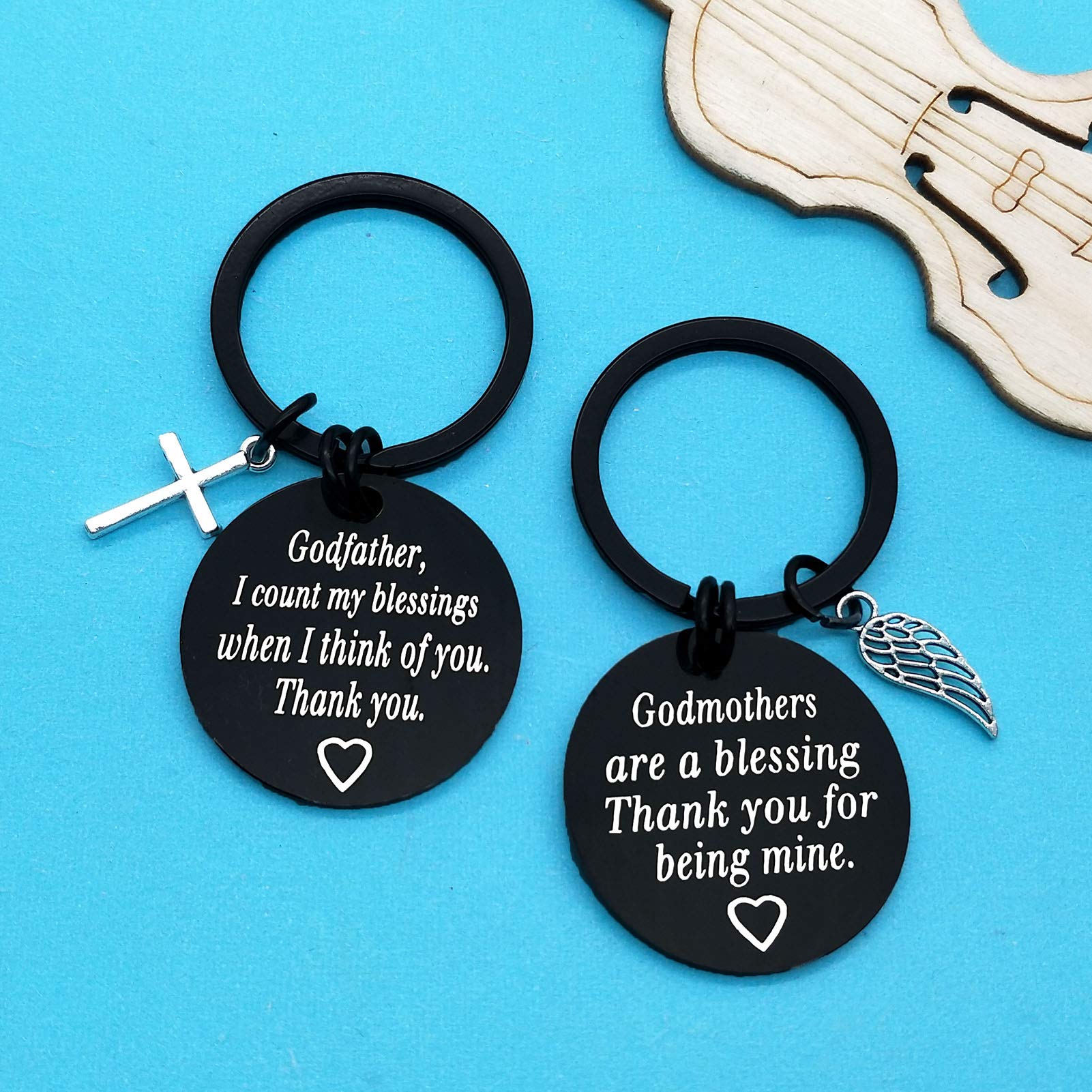 Xiahuyu Godparents Gifts from Godchild Godmother Gifts Godfather Keychain Christening Gifts for Godmother Godfather First Communion Gift Baptism Gifts for Godparent