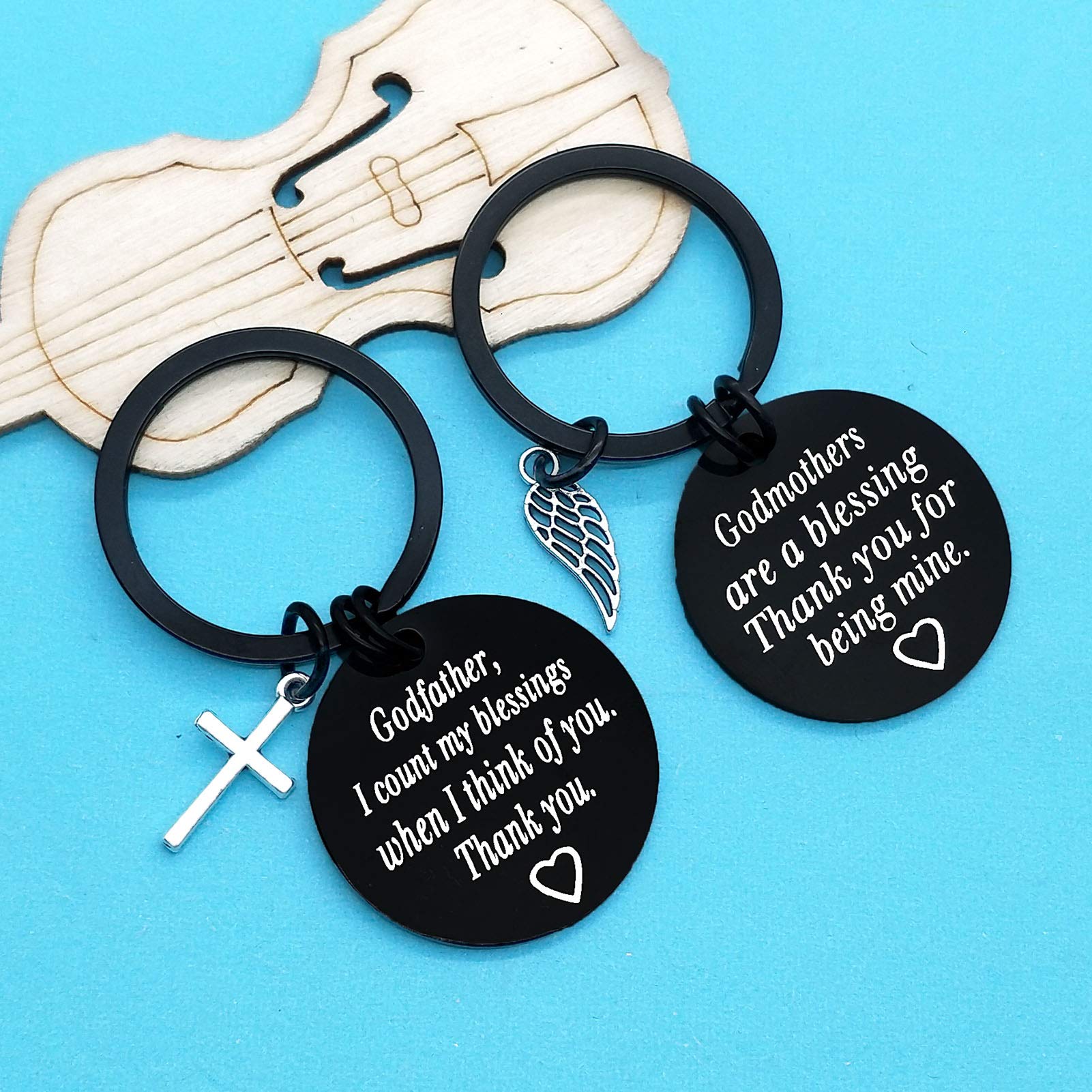 Xiahuyu Godparents Gifts from Godchild Godmother Gifts Godfather Keychain Christening Gifts for Godmother Godfather First Communion Gift Baptism Gifts for Godparent