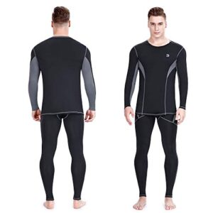 DIKAMEN Men's Thermal Underwear Fleece Lined Performance Fleece Tactical Sports Shapewear Thermal Long Johns Set for Skiing(Black01, XX-Large)