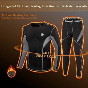 DIKAMEN Men's Thermal Underwear Fleece Lined Performance Fleece Tactical Sports Shapewear Thermal Long Johns Set for Skiing(Black01, XX-Large)