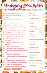 thanksgiving game, printable thanksgiving riddle game, thanksgiving party game