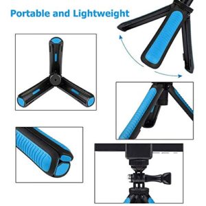 Extendable Mini Selfie Stick Tripod Two in One， Compatible with AKASO Gopro Hero 10/9/8/7/6/5 Various Action Camera and Cell Phone Accessories（Blue）