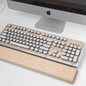 Azio Retro Classic Bluetooth (Maple) - Wireless/USB Wired Maple Wood Vintage Backlit Mechanical Keyboard for PC/Mac (MK-RETRO-BT-W-02-US)