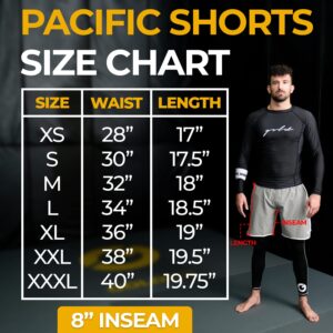 Gold BJJ Pacific Short - No-Gi Jiu Jitsu Fight Shorts (Black, Large)