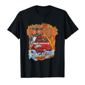 Hooters Adult Classic Fit Racing Flames T-Shirt - Hooded Neck, Sleeveless, Black, Polyester & Cotton