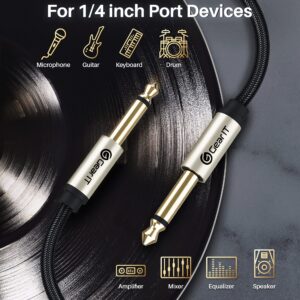 GearIT Guitar Instrument Cable (15ft 2-Pack) 1/4 Inch to 1/4 inch TS Straight Male to Male 6.35mm Mono Jack with Alloy Connector and Nylon Braid