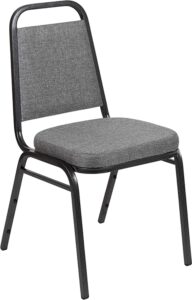 flash furniture 4 pack hercules series trapezoidal back stacking banquet chair with 2.5" thick seat in gray fabric - silver vein frame