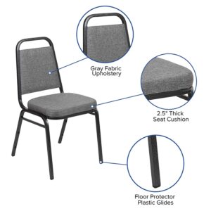 Flash Furniture 4 Pack HERCULES Series Trapezoidal Back Stacking Banquet Chair with 2.5" Thick Seat in Gray Fabric - Silver Vein Frame