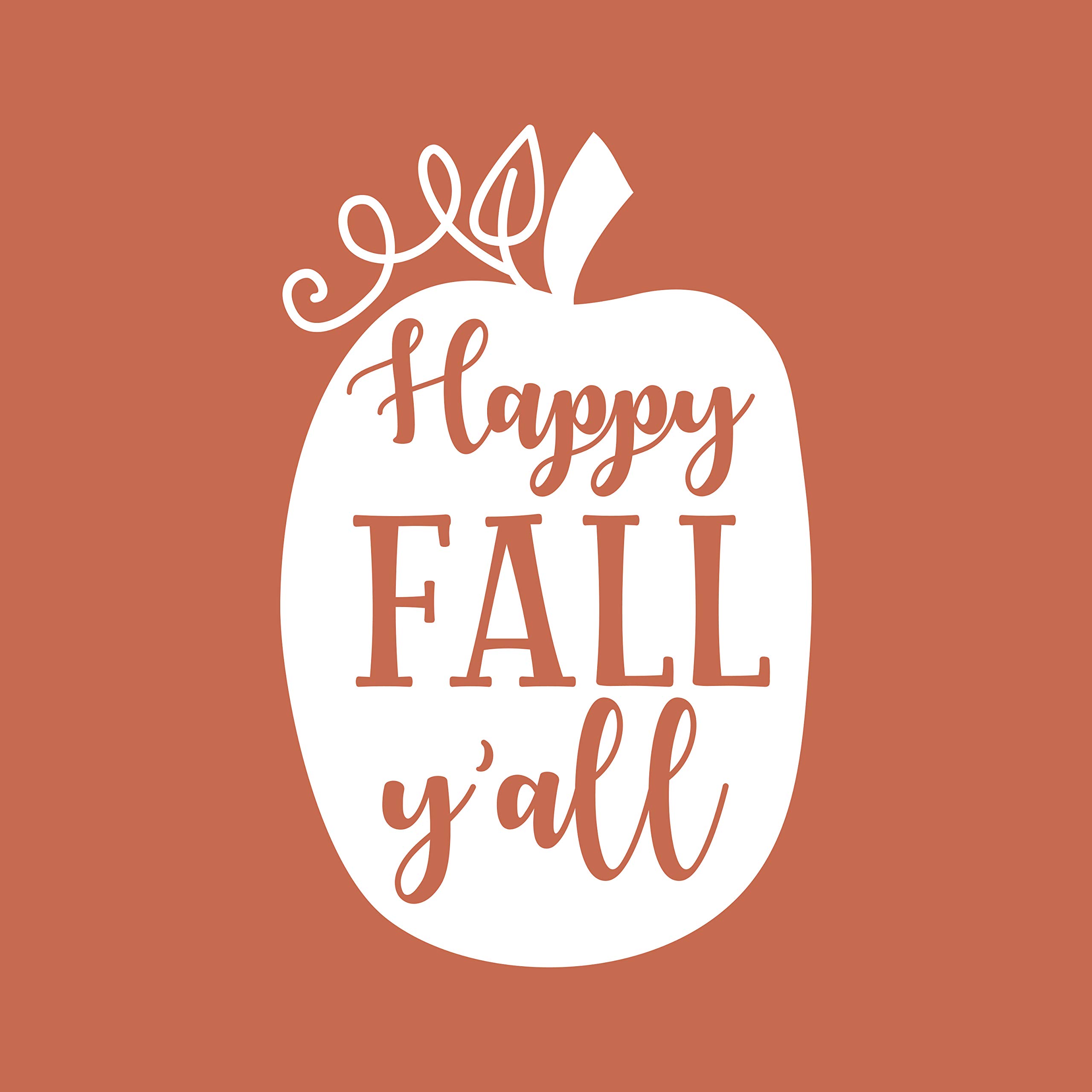 Vinyl Wall Art Decal - Happy Fall Y'all - 26.5" x 17" - Trendy Fall Season Cute Pumpkin Design Quote Sticker for Office Coffee Shop Store School Entryway Door Windows Kitchen Decor (White)