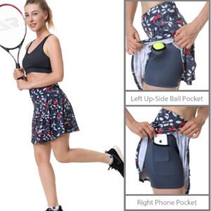Xioker Women Skorts Skirts with Pockets,Flattering Printed Women Skorts Lightweight for Tennis Sports(Grey Printed L)