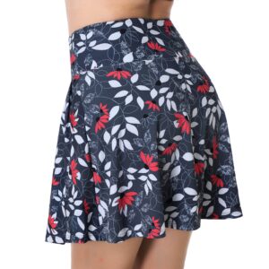 Xioker Women Skorts Skirts with Pockets,Flattering Printed Women Skorts Lightweight for Tennis Sports(Grey Printed L)