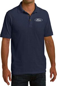 white ford oval crest chest print pique polo shirt, navy xl