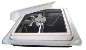 class a customs | 2 pack | 14" rv roof vent 12 volt powered fan with smoke wedge style lid - 1” garnish ring | 74112a-2pk