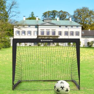 SONGMICS Kids Soccer Goals for Backyard, 4x3 ft Portable Soccer Nets Training Equipment, Toddler Soccer Goal with Carrying Bag, for Field, Black USZQ122B02