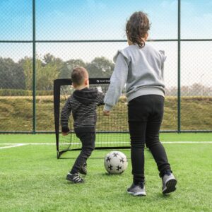 SONGMICS Kids Soccer Goals for Backyard, 4x3 ft Portable Soccer Nets Training Equipment, Toddler Soccer Goal with Carrying Bag, for Field, Black USZQ122B02