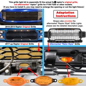 Boigoo Front Grill Lights compatible for Ford Raptor F150 Grilles 2010-2014 & 2017-up, Yellow LED Parking/Running Amber Light, Not for Aftermarket Grille | 2011 2012 2013 2018 2019 2020 2021