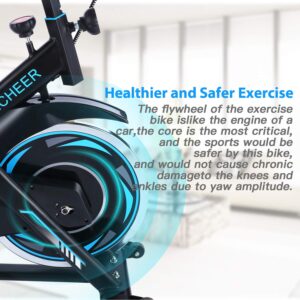 ANCHEER Exercise Bike, Indoor Cycling Bike Stationary with Heart Rate Monitor & LCD Monitor, Comfortable Seat Cushion, 40LBS Heavy Flywheel, Multi - Grips Handlebar (Black)