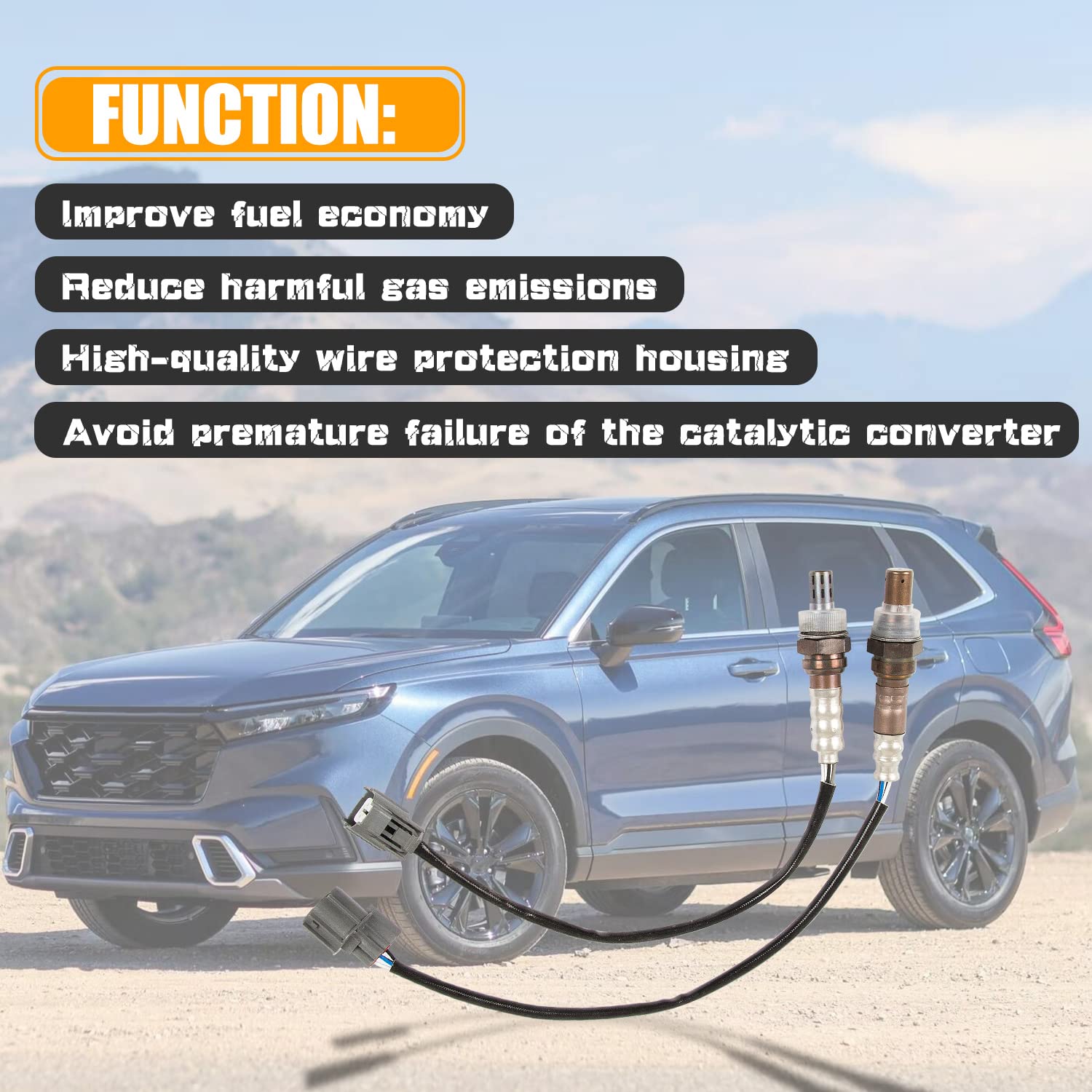 RANSOTO 2 pcs Upstream & Downstream O2 Oxygen Sensor Air Fuel Ratio Compatible with 2002 2003 2004 Honda CR-V CRV EX LX 2.4L Replaces 234-9005 234-4125 15575 13706