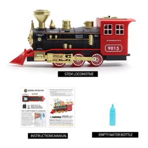 Hot Bee Toys Steam Locomotive Toy - With Smoke, Lights & Sounds, for Kids 3+