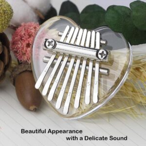 Kalimba 8 Keys Thumb Piano, Mini Kalimba Clear Heart-shape Musical Instruments, Portable Mbira Sanza Finger Piano, Gift for Kids Adult Beginners Professional