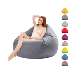 ZWIFEJIANQ 2020 New Household Lounger Bean Storage Bag Lazy Sofa Chairs Waterproof Puff Couch Cover for Living Room (Light Grey, L (100X120cm))