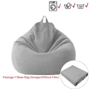 ZWIFEJIANQ 2020 New Household Lounger Bean Storage Bag Lazy Sofa Chairs Waterproof Puff Couch Cover for Living Room (Light Grey, L (100X120cm))