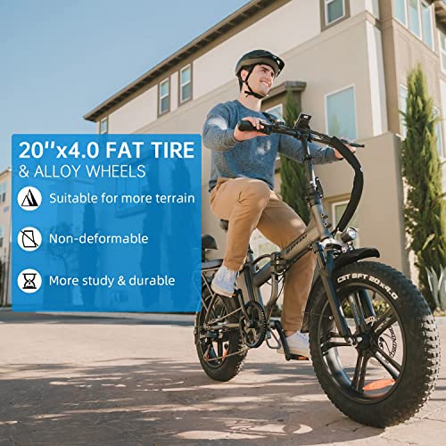 Rattan 750W Foldable Electric Bikes 48V 13AH Removable Battery 20" x 4.0 Fat Tire Ebike 2 Seater Electric Bike for Adults