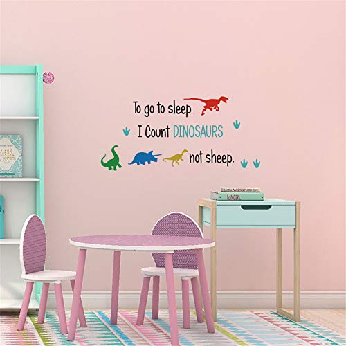 Nursery NS-2 Count Dinosaurs Colorful Wall Decal Window Stickers for Kids, Inspirational Quote Vinyl Decorations Watercolor Classroom Art Living Playroom Bedroom Kindergarten Dorm Painting for Party