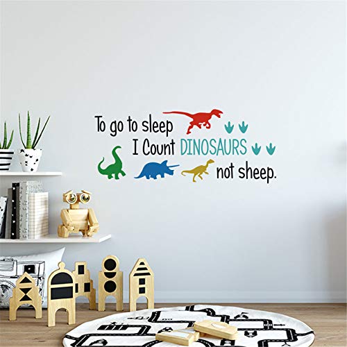 Nursery NS-2 Count Dinosaurs Colorful Wall Decal Window Stickers for Kids, Inspirational Quote Vinyl Decorations Watercolor Classroom Art Living Playroom Bedroom Kindergarten Dorm Painting for Party