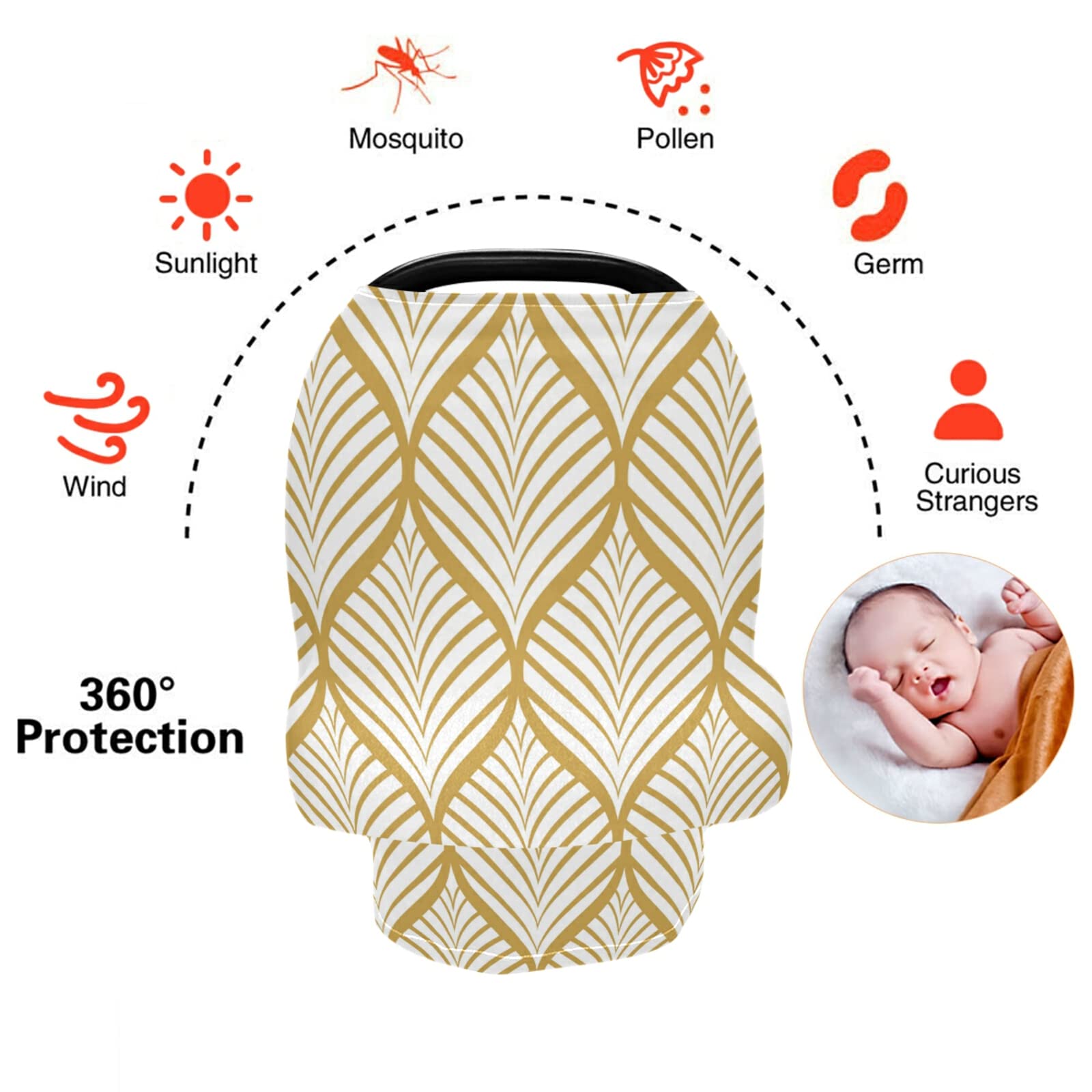 Nursing Cover Breastfeeding Scarf Palm Leaf Boho - Baby Car Seat Covers, Infant Stroller Cover, Carseat Canopy(923c)