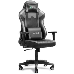 yitahome massage gaming chair big and tall 350lbs heavy duty ergonomic video game chair high back office computer chair racing style with headrest and lumbar support,black (ftgfgc-0015)