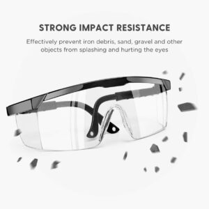 FUJIWARA Safety Goggles, Anti Fog over eyeglasses,Eye Protection with Clear View for Lab,Work,Construction,Shooting,Chemistry,2 Pack(1 Louver-type Ventilation and 1 Adjustable Arms)