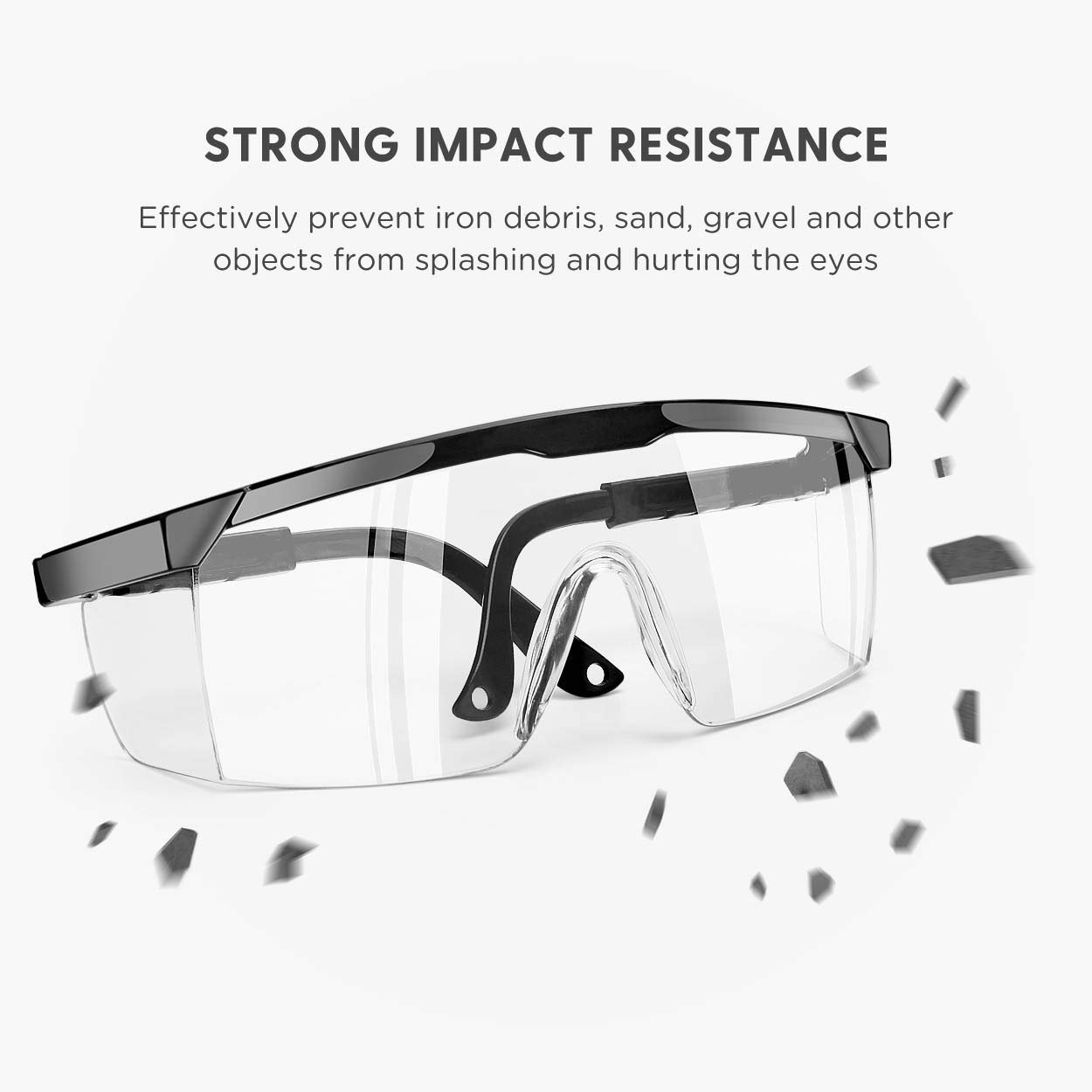 FUJIWARA Safety Goggles, Anti Fog over eyeglasses,Eye Protection with Clear View for Lab,Work,Construction,Shooting,Chemistry,2 Pack(1 Louver-type Ventilation and 1 Adjustable Arms)