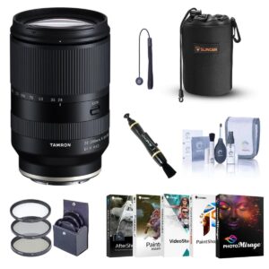 tamron 28-200mm f/2.8-5.6 di iii rxd lens for sony e, bundle with prooptic 67mm filter kit, pc software kit, cleaning kit, lens cap tether, lens cleaner