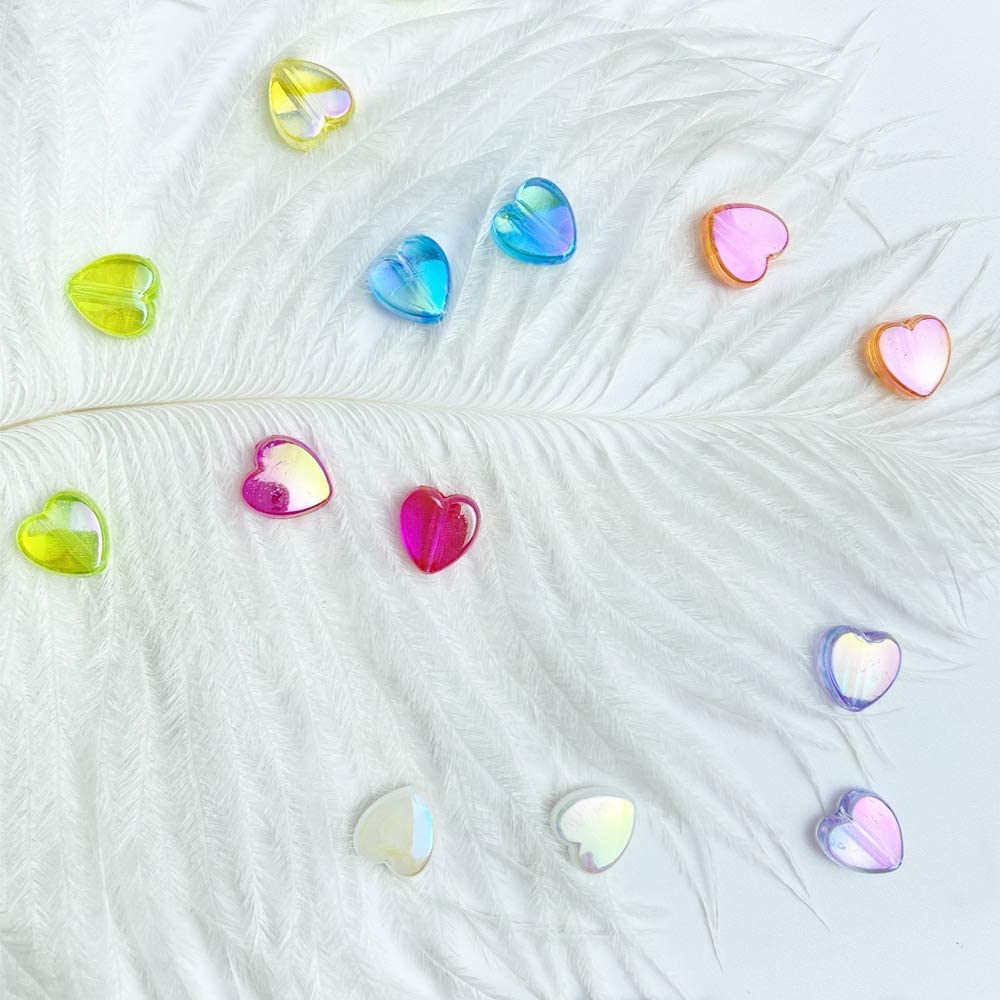 Xinhongo 320 Pcs Heart Beads Small Hole Beads Acrylic Beads Heart Shape Beads 8mm Bead Loose Bead for Making Bracelet Necklace Jewelry Making Craft Beads,8 Colors