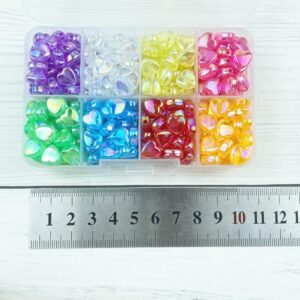 Xinhongo 320 Pcs Heart Beads Small Hole Beads Acrylic Beads Heart Shape Beads 8mm Bead Loose Bead for Making Bracelet Necklace Jewelry Making Craft Beads,8 Colors