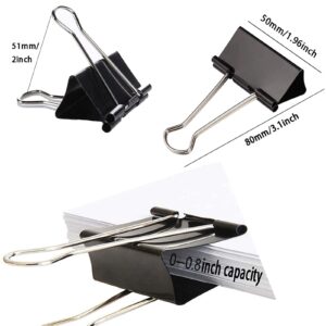 Extra Large Binder Clips 2 Inch (48 Pack), Big Paper Clamps for Office and Home Supplies, Black