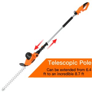 GARCARE Electric Hedge Trimmers, Corded 4.8A Pole Hedge Trimmer Set with 18 inch Laser Cut Blade