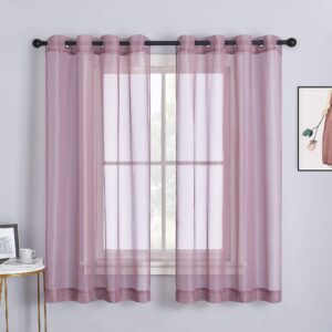 nicetown bedroom sheer curtains 63 inch length for princess bedroom, grommet top voile textured window curtains light and airy drapes for children room, 54'' w, 1 pair, purple,adult