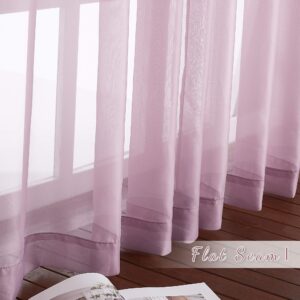 NICETOWN Bedroom Sheer Curtains 63 inch Length for Princess Bedroom, Grommet Top Voile Textured Window Curtains Light and Airy Drapes for Children Room, 54'' W, 1 Pair, Purple,Adult