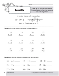 subtraction strategies, grade 3 count up