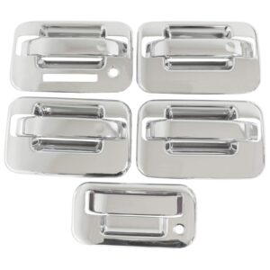 newyall chrome exterior door handle cover with keypad and tailgate cover for ford f-150 2004-2014 outer front rear left driver right passenger side