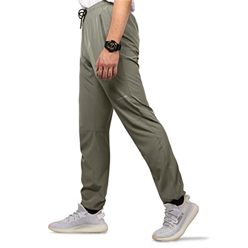 Men Athletic Pants, Lightweight Quick Dry Waterproof Pants K-XL Khaki