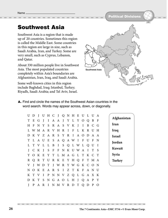 Asia: Political Divisions: Southwest Asia