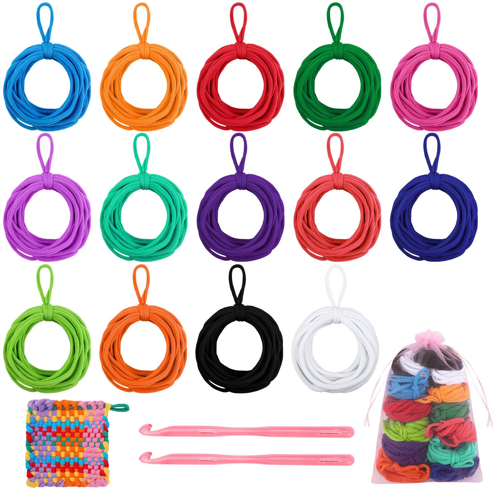 Aodaer 288 Pieces Loom Potholder Loops Weaving Loom Loops Elastic Potholder Loops Weaving Craft Loops Refill with Multiple Colors for DIY Crafts Supplies Favors, Compatible with 7 Inch Weaving Loom