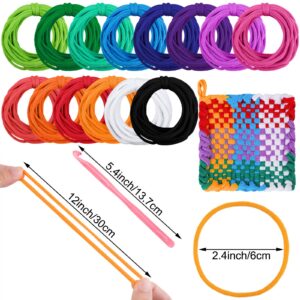 Aodaer 288 Pieces Loom Potholder Loops Weaving Loom Loops Elastic Potholder Loops Weaving Craft Loops Refill with Multiple Colors for DIY Crafts Supplies Favors, Compatible with 7 Inch Weaving Loom