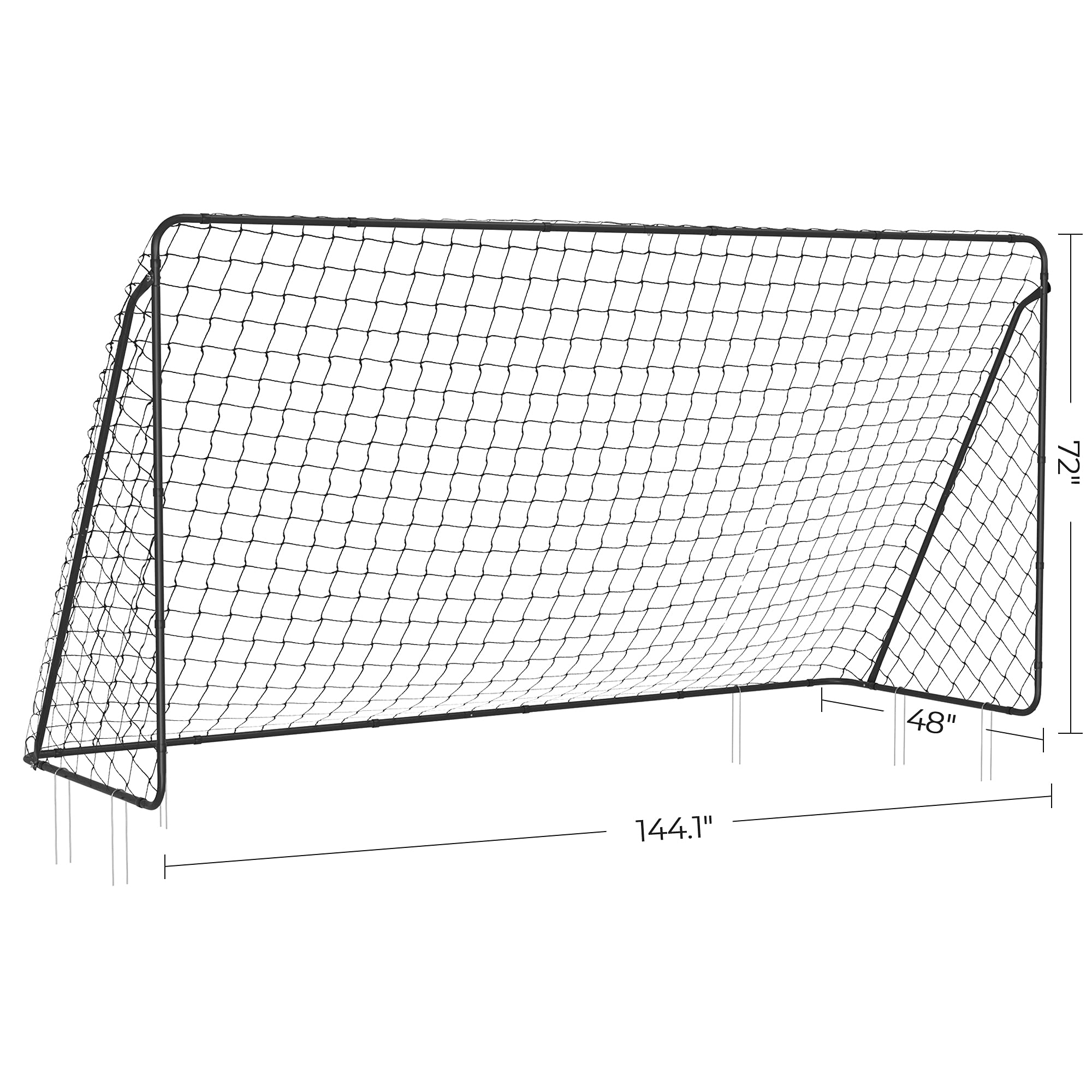 SONGMICS Children's Soccer Goal 12 x 6 Foot, in Garden, Courtyard, Park, Beach, Metal Pipes and PE Net, Quick Assembly, Black USZQ366B01V1